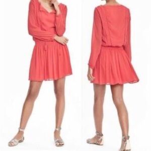 Banana Republic Pink Pleated Sundress with Bishop Sleeves